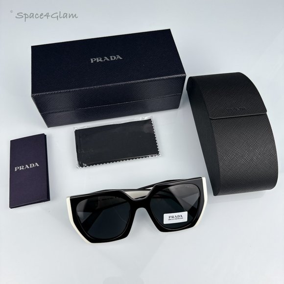 Prada Women Sunglasses Black White Grey Cat Eye PR15WS 09Q5S0 NEW AUTHENTIC main image 6